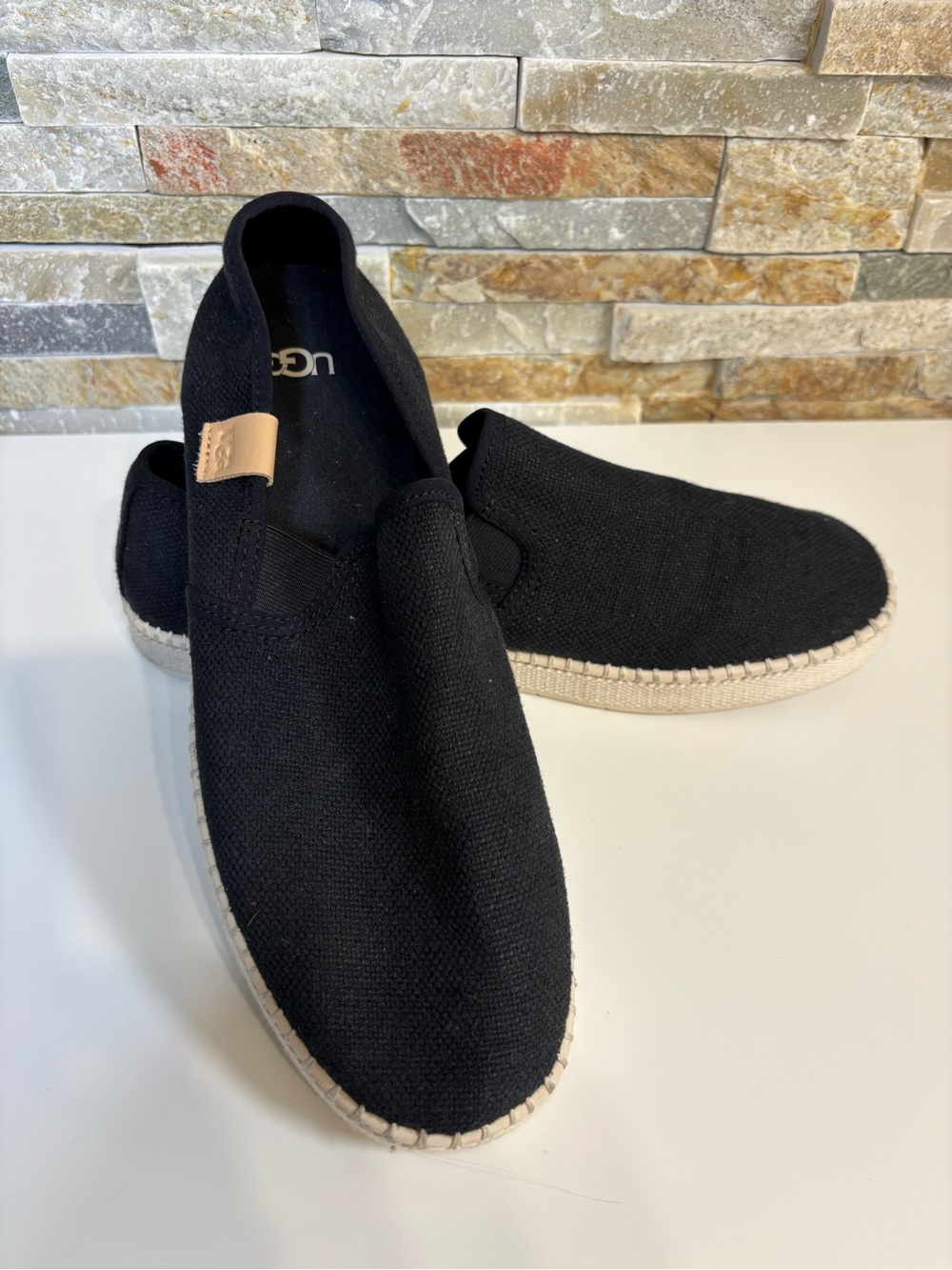 UGG Luciah Espadrille Slip On Sneakers Black Canvas Women's Size 11 EUC
